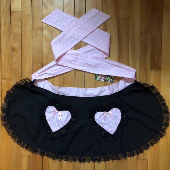 Lucky 13 Other - Rare! NWT Lucky 13 Retro Pinup Ruffle Lace Heart Apron Coquette DollsKill